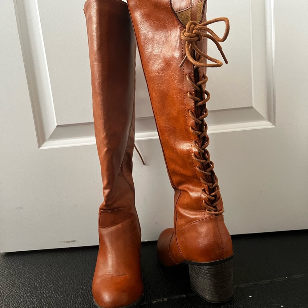 Knee High Brown Leather Boots